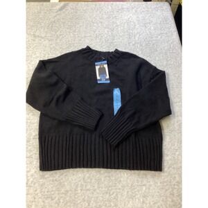 GAP Womens Crewneck Sweater Black Ribbed Knit Long Sleeve GP010669 Size L NEW
